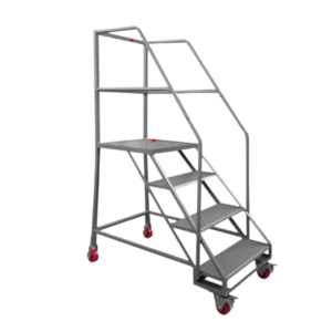 Escalera de acero estructural con freno de pedal.