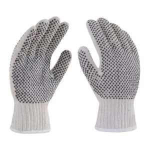 Guante Japonés con puntos negros de PVC en palma y dorso, 16-102